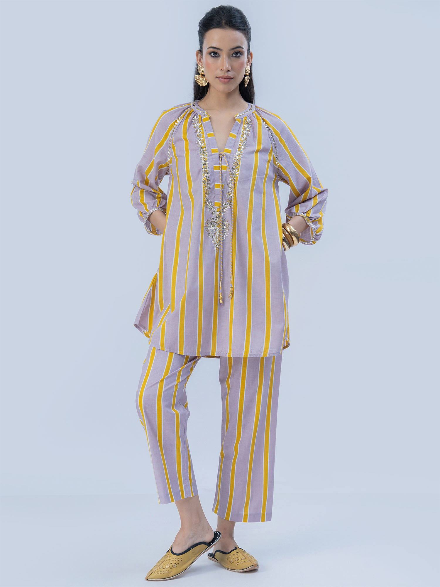Chamak Dhamak Cotton Print Sequins Matching Set