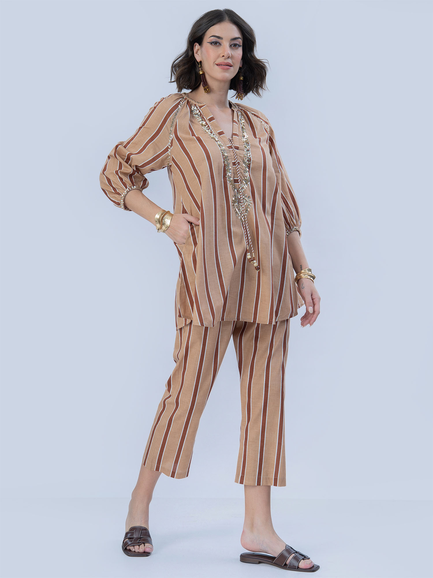 Chamak Dhamak Cotton Print Sequins Matching Set