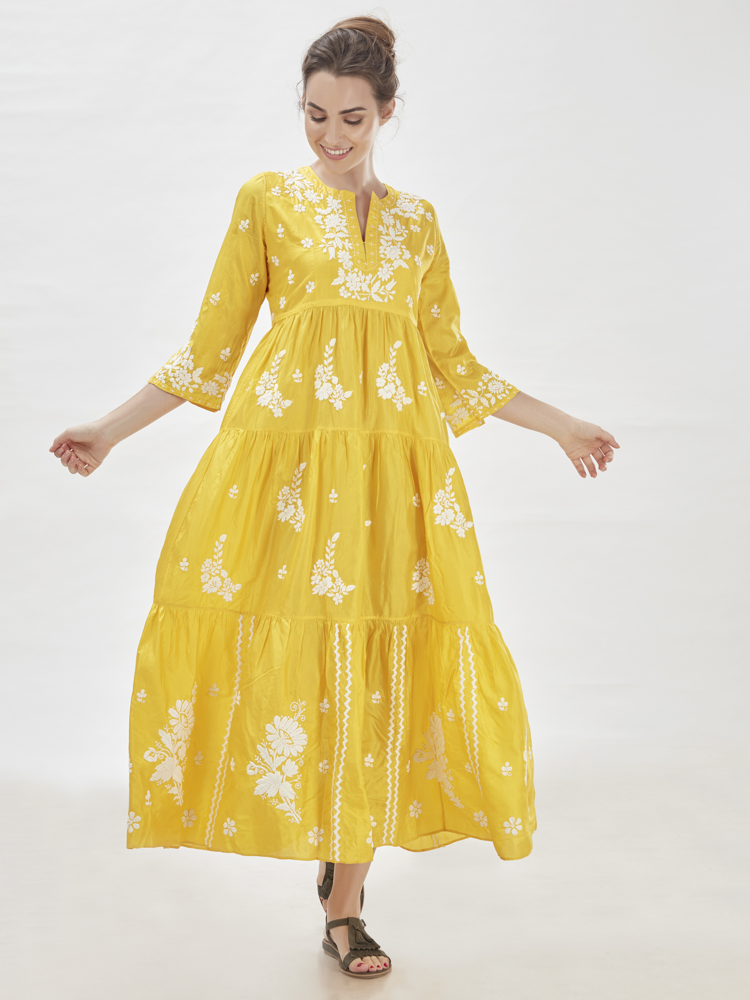 Duchess Maxi Dress, Natural Silk Maxi Dress, Jonquil (Yllw) - Ahilaya
