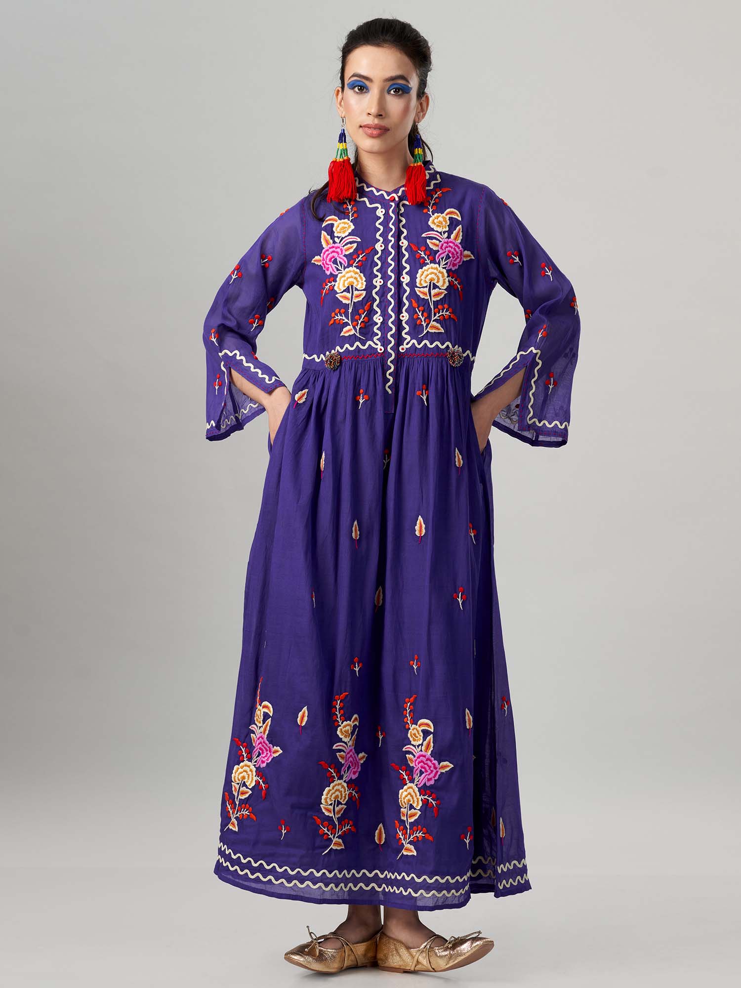 Gulcemal Cotton Silk Maxi Dress 