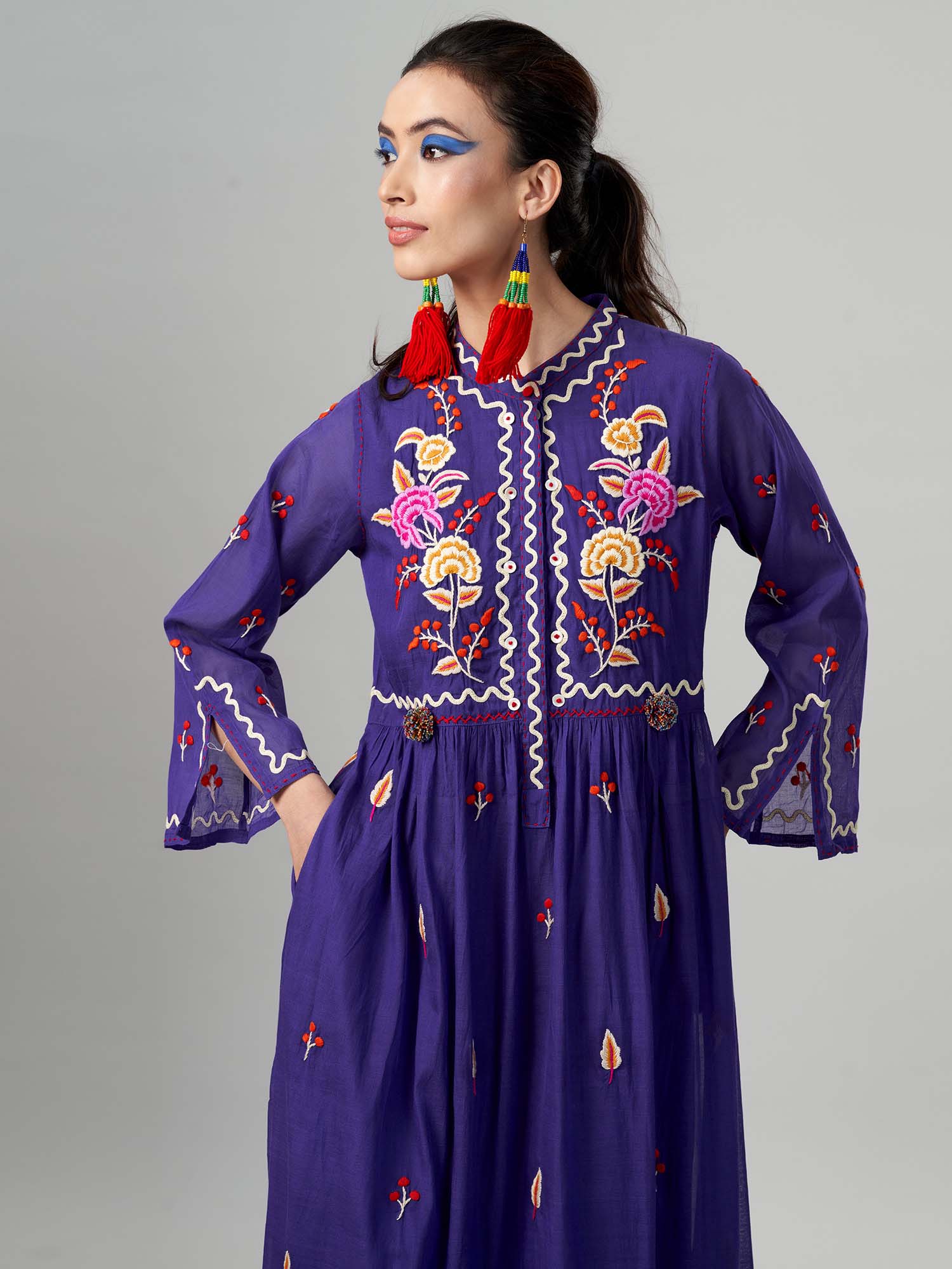 Gulcemal Cotton Silk Maxi Dress 