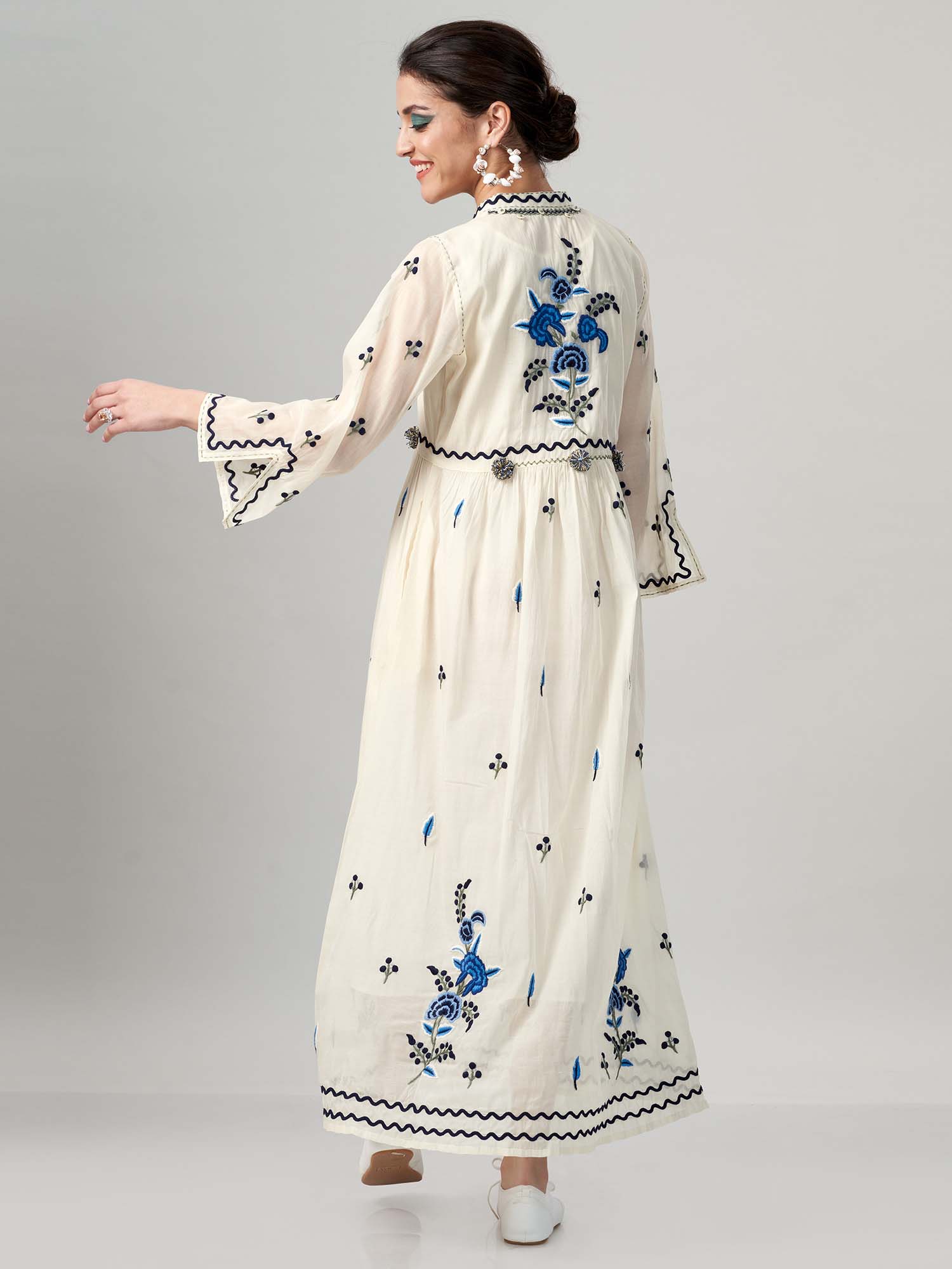 Gulcemal Cotton Silk Maxi Dress 