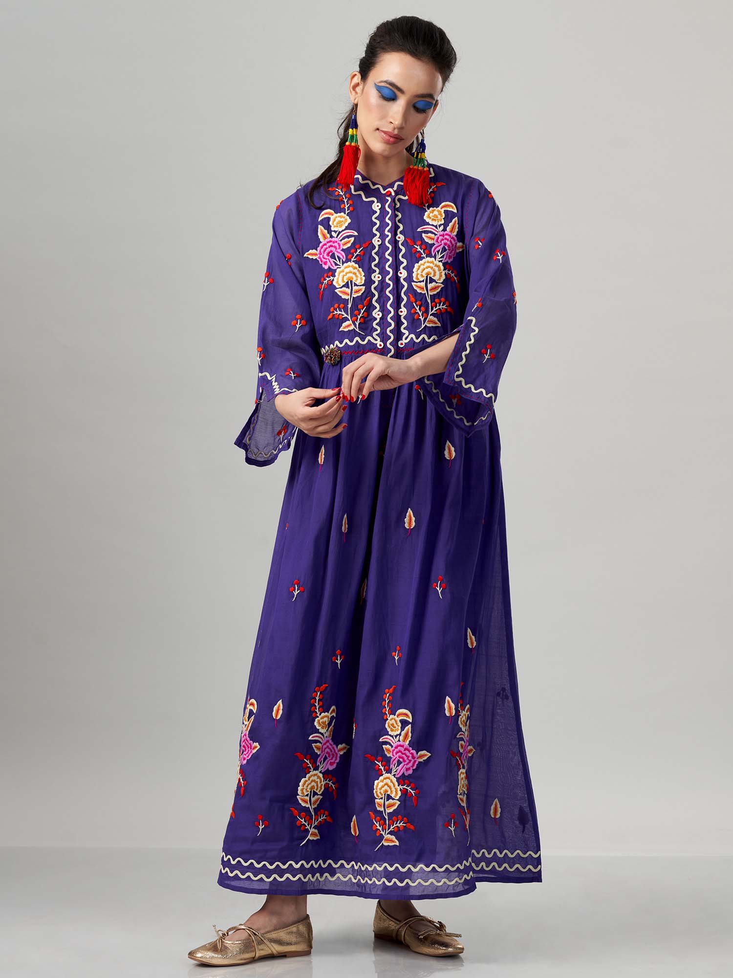 Gulcemal Cotton Silk Maxi Dress 