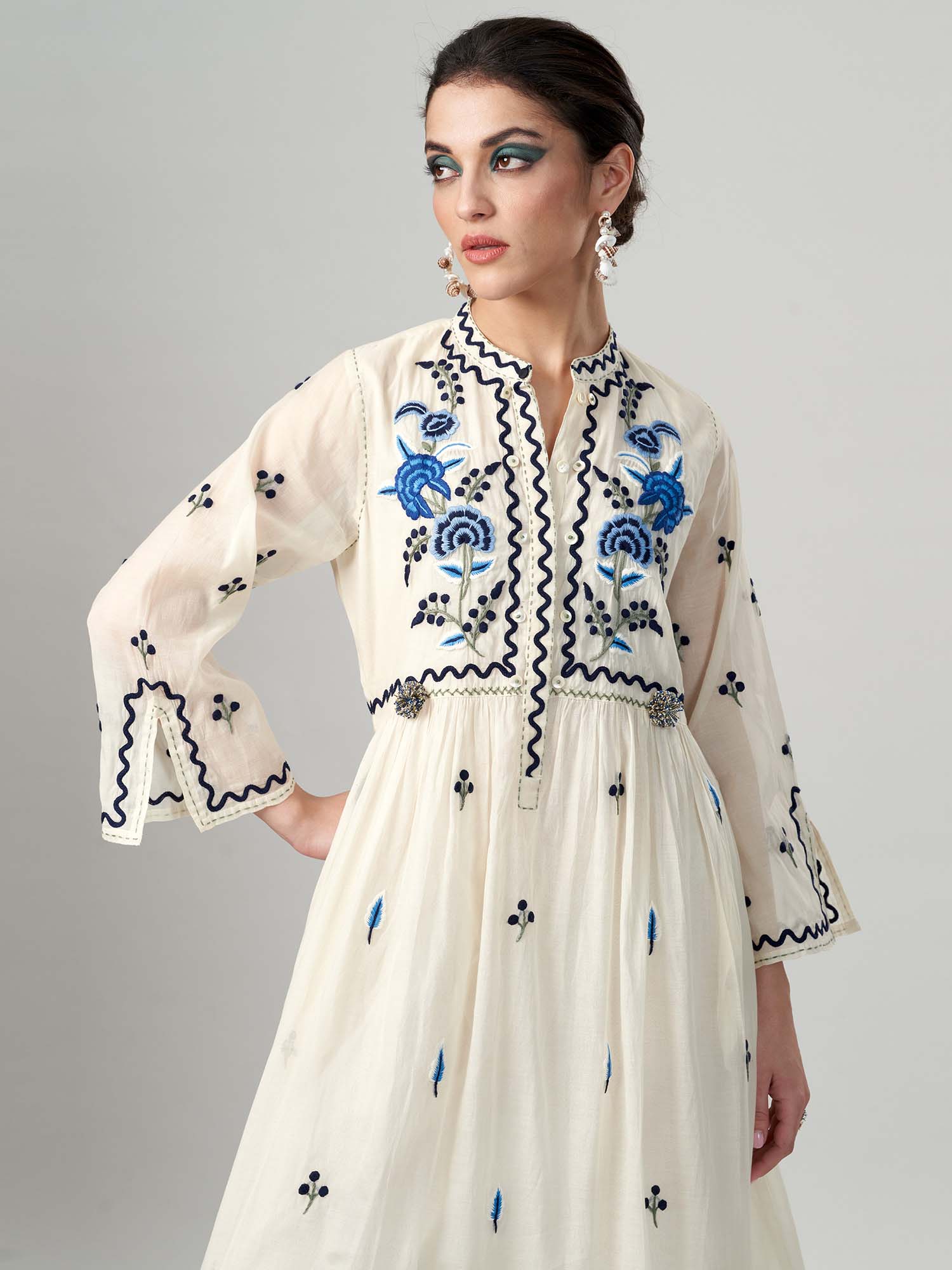 Gulcemal Cotton Silk Maxi Dress 