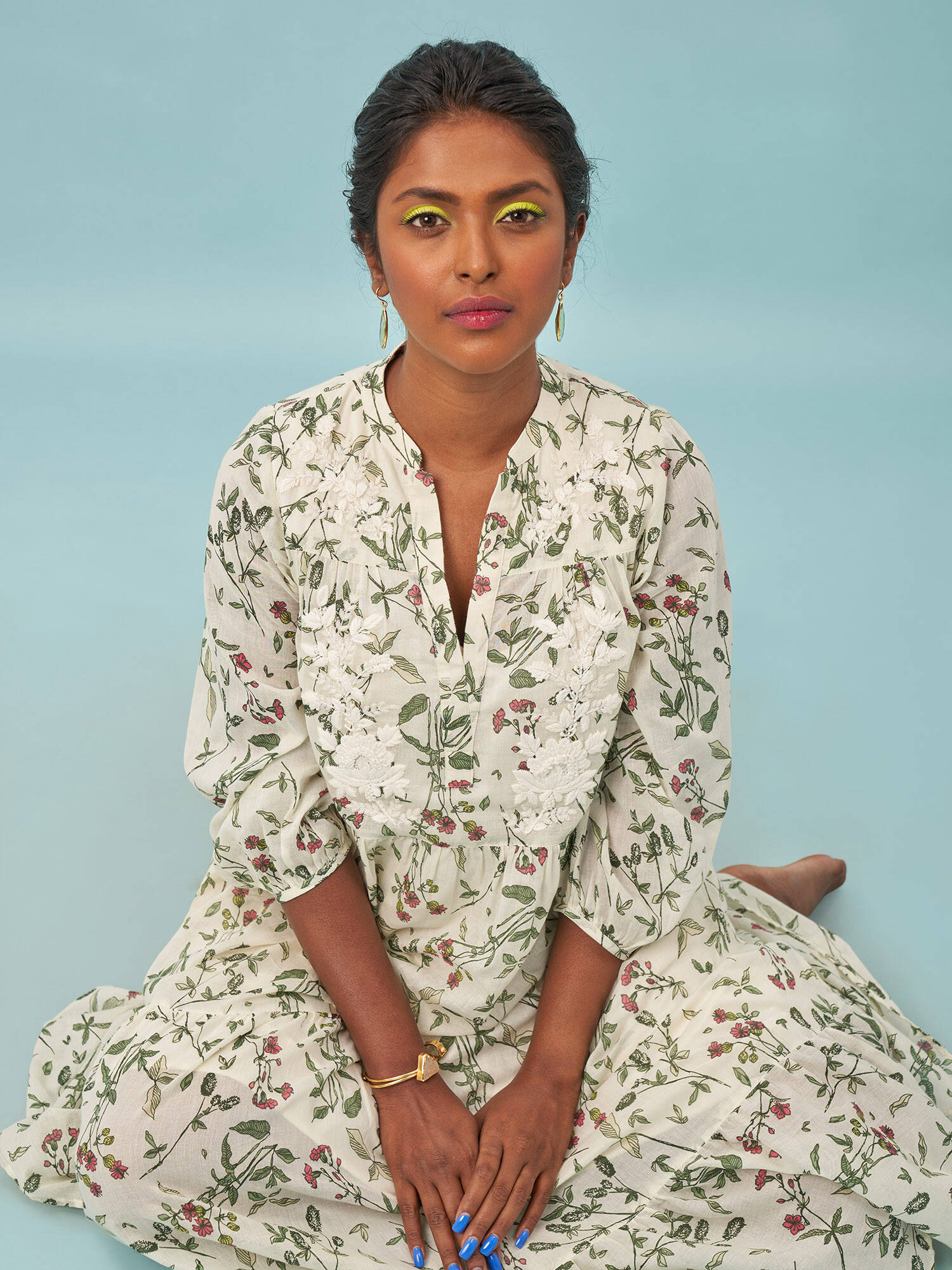 HAWA MAHAL COTTON DRESS, Cotton Dress, Phool Raga (Ivry multi) Ahilaya