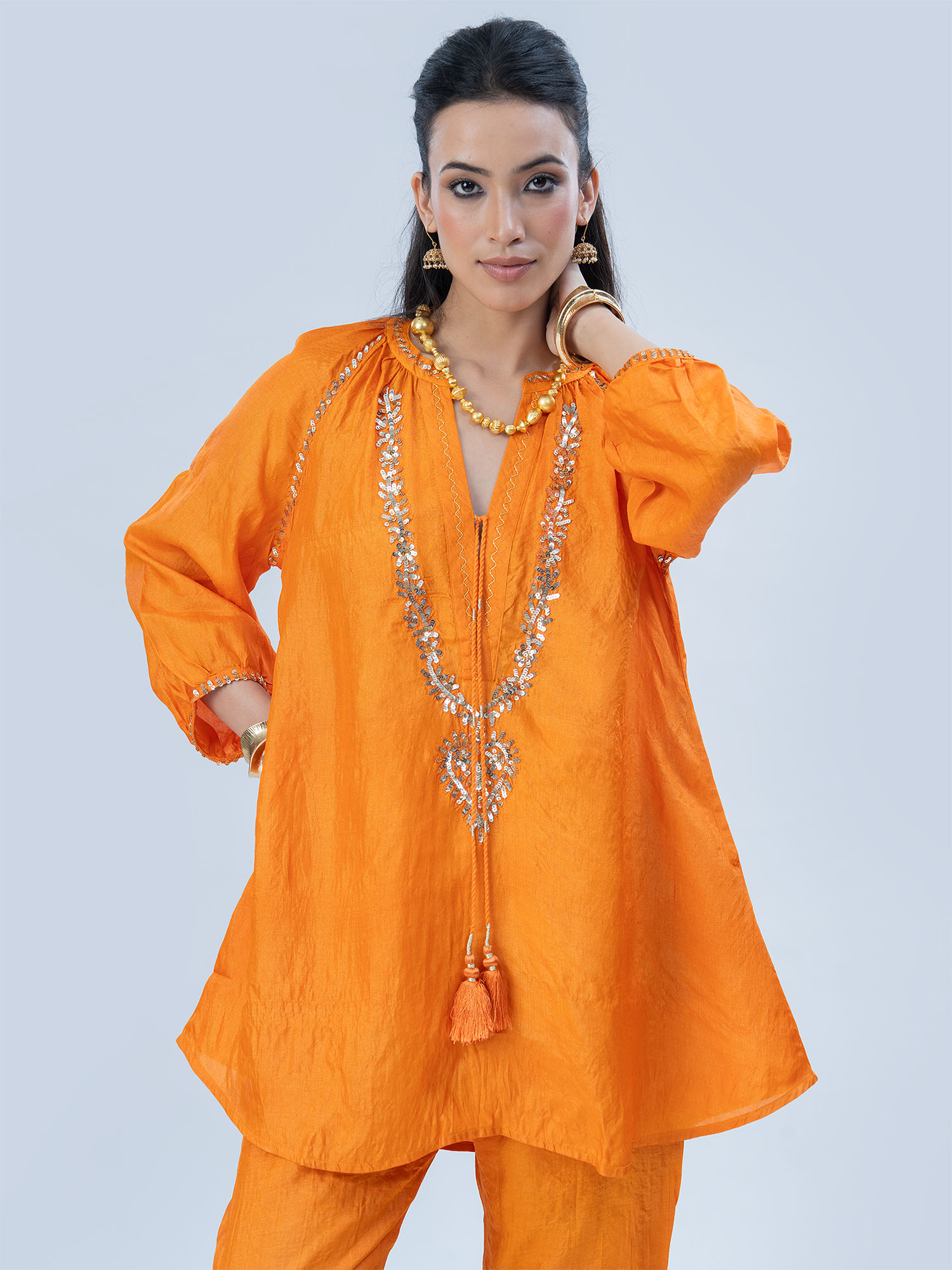 Helios Washed Handloom Tussar Silk Twinset