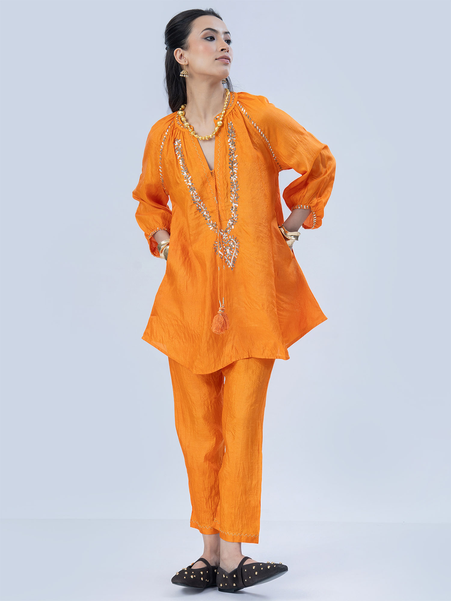 Helios Washed Handloom Tussar Silk Twinset