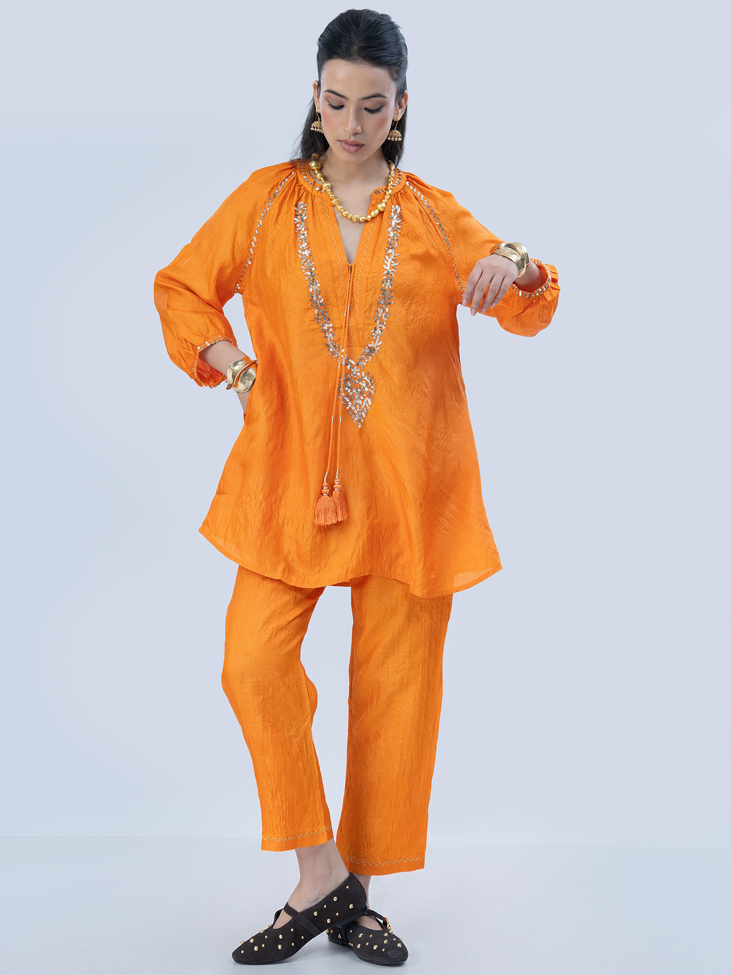 Helios Washed Handloom Tussar Silk Twinset