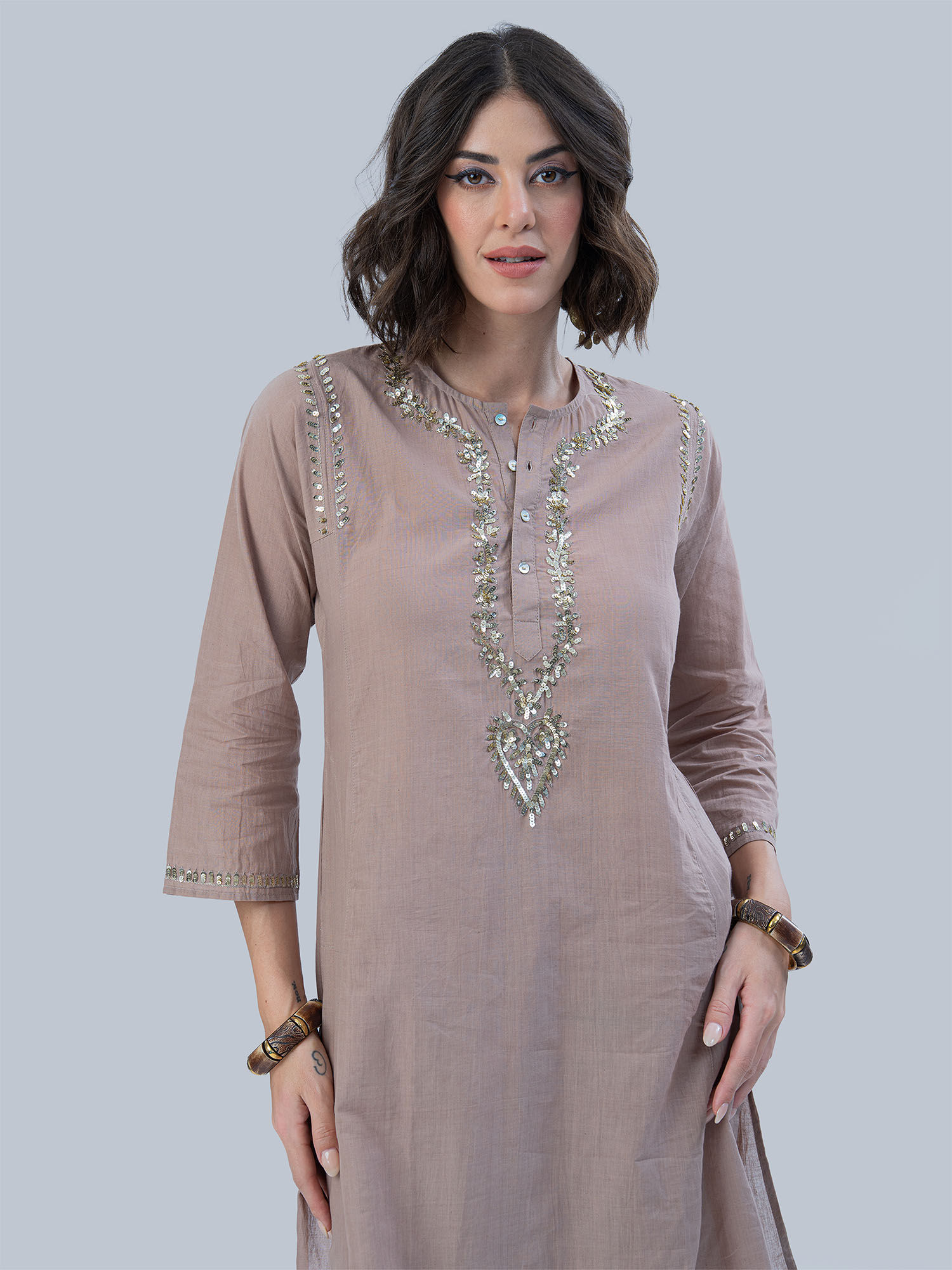 Khatoun Handwoven Muslin Cotton Long Kurta