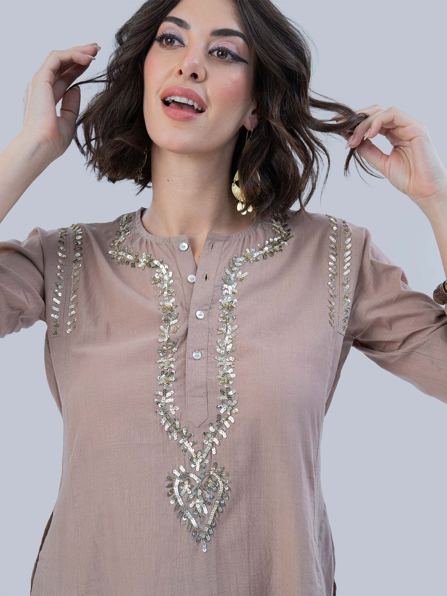 Khatoun Handwoven Muslin Cotton Long Kurta