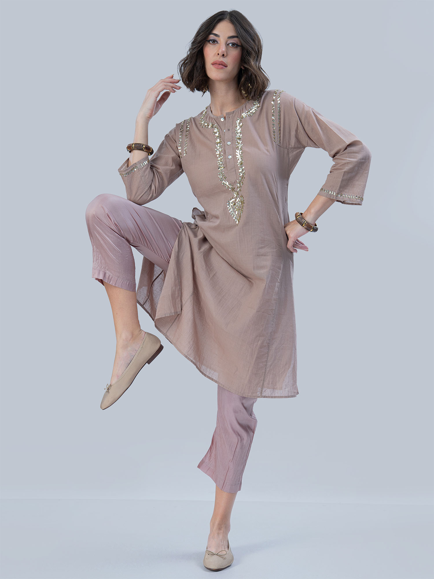 Khatoun Handwoven Muslin Cotton Long Kurta