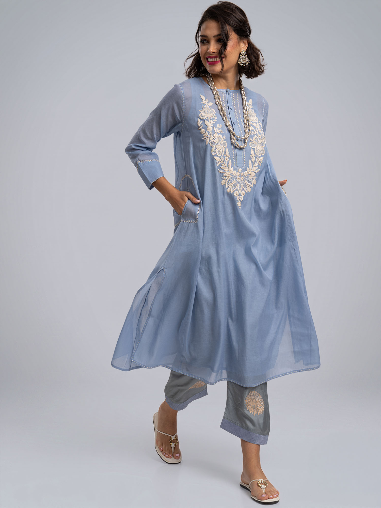 Mabrouk Handloom Cotton Silk Dress