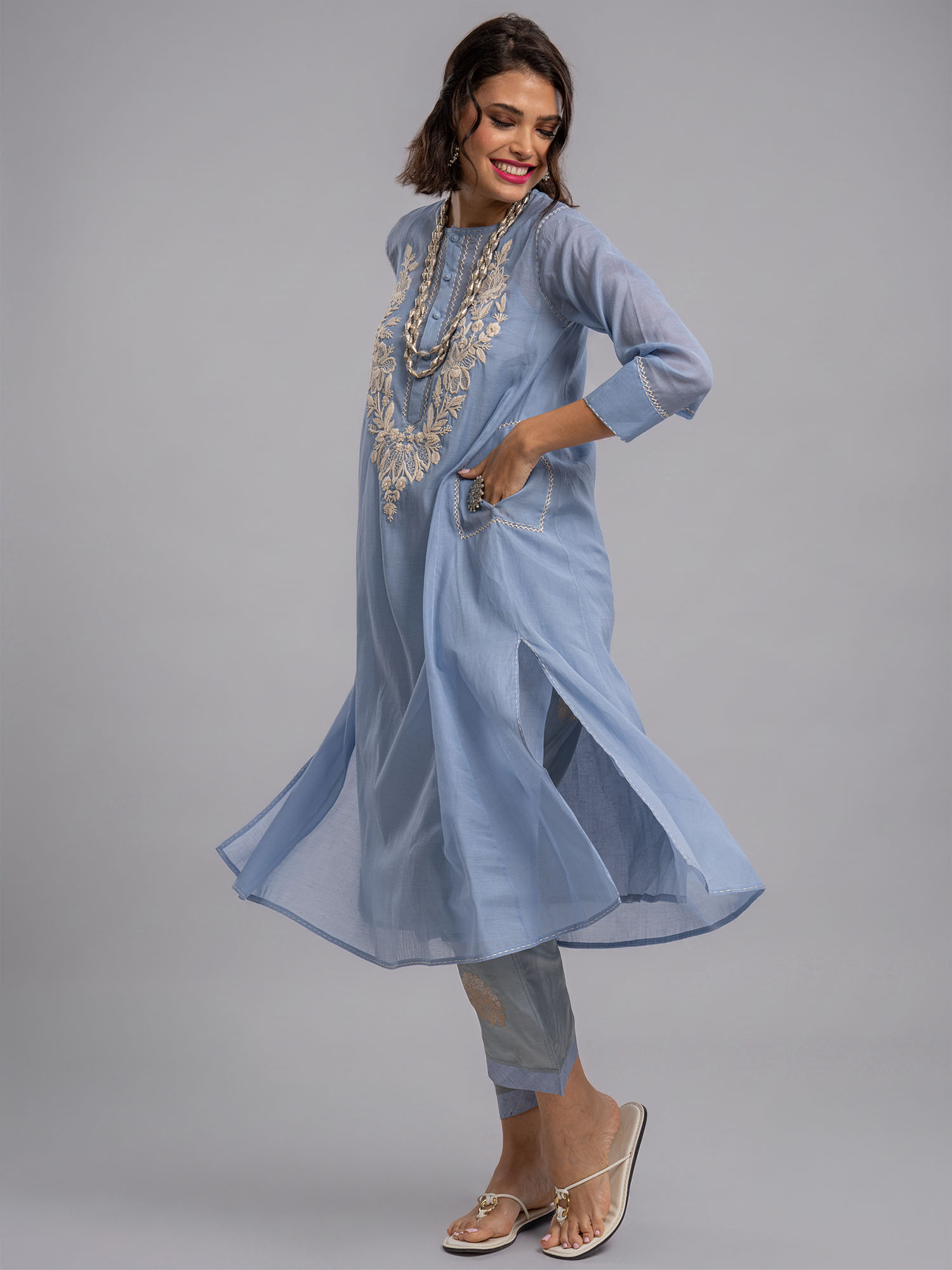 Mabrouk Handloom Cotton Silk Dress