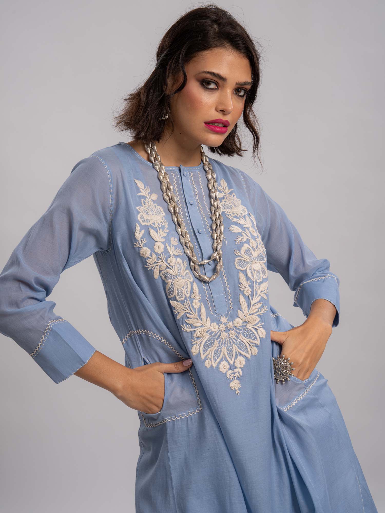 Mabrouk Handloom Cotton Silk Dress