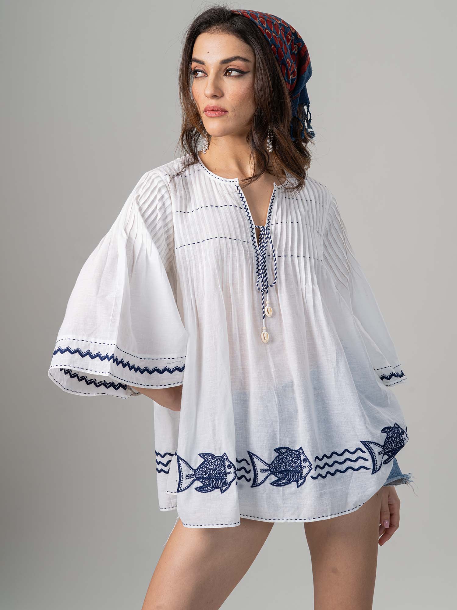 Samaki Handwoven Cotton Muslin Top 